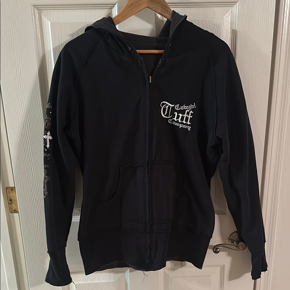 Cowgirl Tuff reversable Zip-Up Hoodie with Embroidery